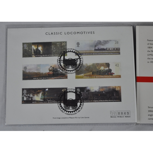 214 - FLYING SCOTSMAN SILVER £5 COIN IN PRESENTATION BOX WITH CERTIFICATE AND CLASSIC LOCOMOTIVE STA... 