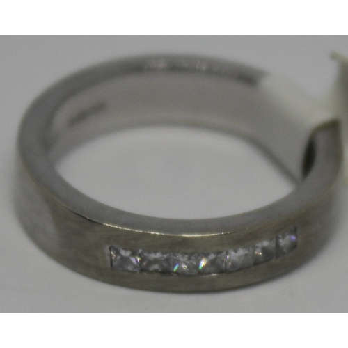 218 - 9ct WHITE GOLD BAND SET DIAMONDS (6g) SIZE N