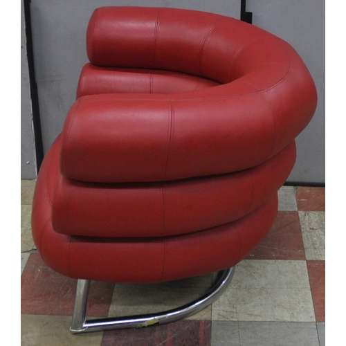 137 - EILEEN GRAY STYLE BIBENDUM CHAIR (length 96, width 75, height 74cm)