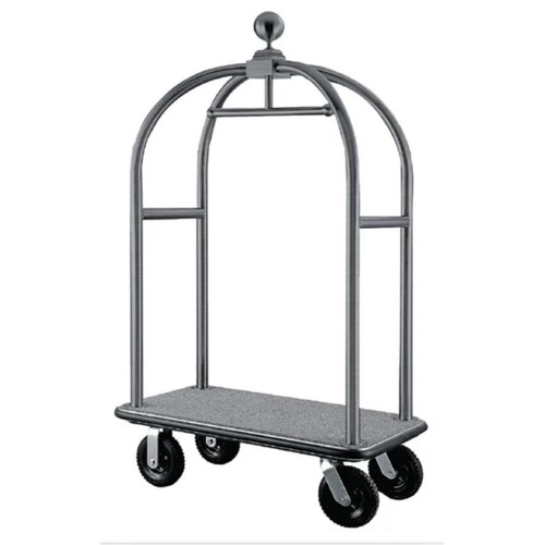 57 - BOLERO BRUSHED STAINLESS STEEL FINISH FOYER/LUGGAGE TROLLEY