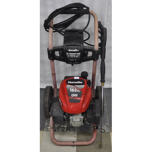 63 - HOMELITE 163cc, 172 BAR PETROL PRESSURE WASHER - ALL PETROL ITEMS SOLD AS SEEN