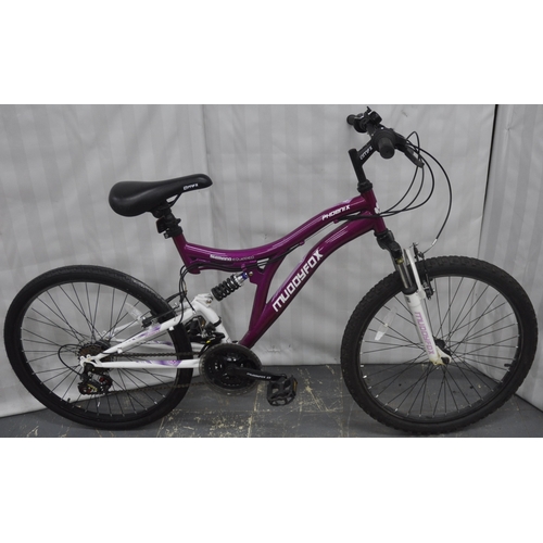 64 - MUDDY FOX DUAL SUSPENSION LADIES BIKE AND LASER ROBOTIC MOUNTAIN BIKE