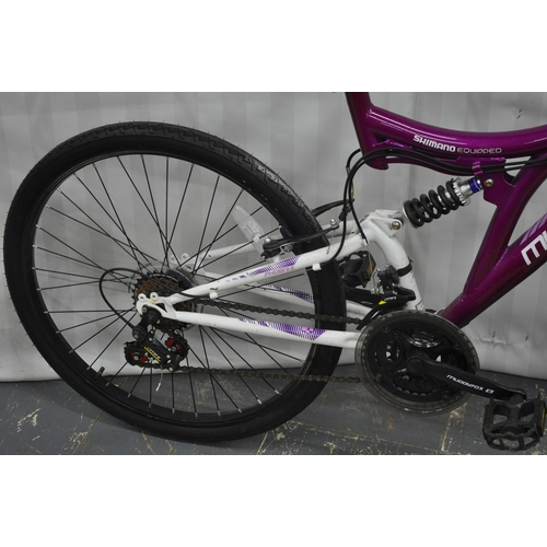 64 - MUDDY FOX DUAL SUSPENSION LADIES BIKE AND LASER ROBOTIC MOUNTAIN BIKE