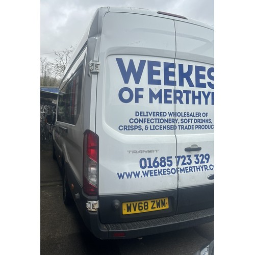 101 - FORD TRANSIT 350 TDCi 130 ECOBLUE RWD L3H2 LWB VAN - REGISTRATION NUMBER WV68 ZWM. THIS LOT IS HAMME... 