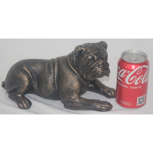 113 - BRONZED LYING BULLDOG FIGURE