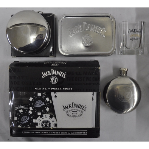 119 - VARIOUS JACK DANIELS COLLECTABLES, SHOT GLASSES AND TRAY