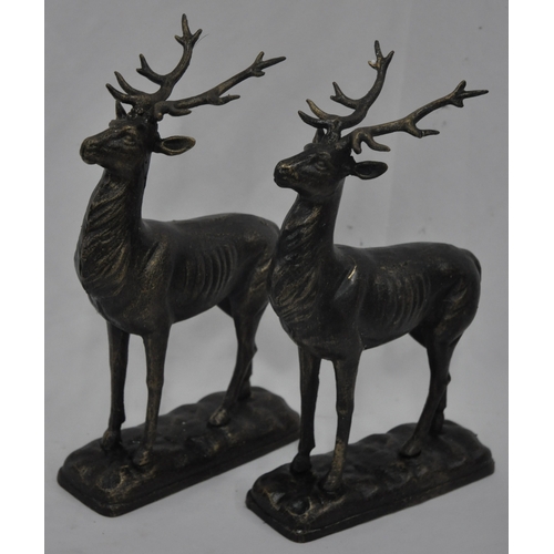 156 - PAIR OF BRONZED STAG FIGURES (20 x 30cm)