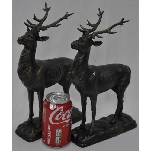 156 - PAIR OF BRONZED STAG FIGURES (20 x 30cm)