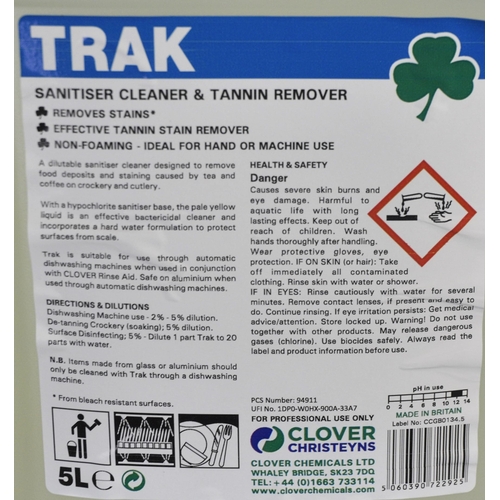 203 - 6 x 5L TRAK SANITISER CLEANER AND TANNIN REMOVER