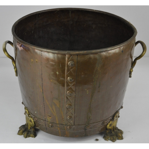 207 - LARGE COPPER AND BRASS PLANTER 31cm TALL