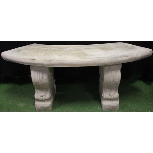 254 - STONEWORK CURVED SEAT ON CLASSIC PLINTHS (L102, H42cm)