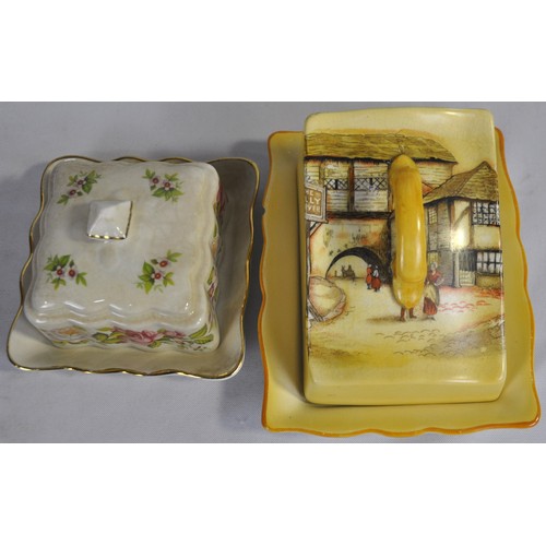 258 - 3 ANTIQUE/VINTAGE JUGS - INCLUDING GLADSTONE, ANTIQUE JAMES KENT OLD FOLEY BUTTER DISH, ETC