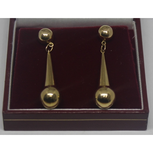 300 - 9ct GOLD DROP EARRINGS 3.3g IN RED BOX