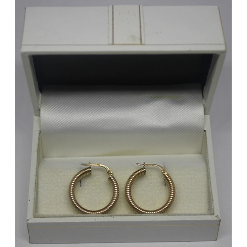 305 - 9ct GOLD HOOP EARRINGS 2.7g IN WHITE BOX