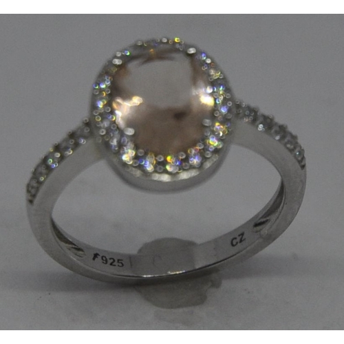 315 - SILVER STONE SET CLUSTER RING 2.8g IN PINK BOX