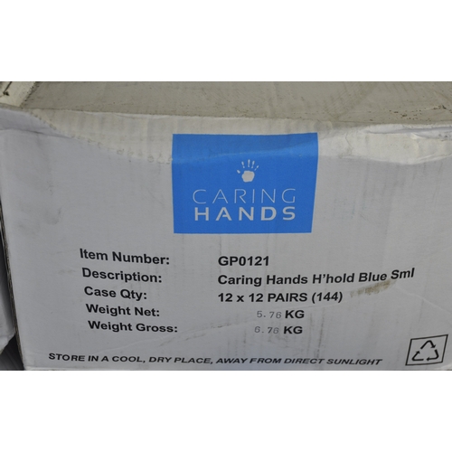 328 - 4 BOXES OF CARING HANDS HOUSEHOLD GLOVES (12 x 12 PAIRS PER BOX)