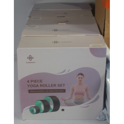 341 - 5 ACCUPRESSURE/YOGA MATS, 5 PACKS OF YOGA BLOCKS (2 PER PACK), 5 X 4 PIECE YOGA ROLLER SETS