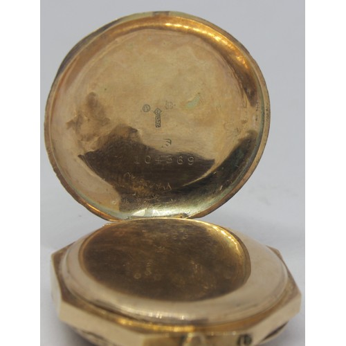 311 - DECORATIVE POCKET WATCH MARKED 375 - WATCH AT FAULT (104639). GROSS WEIGHT 20.5G