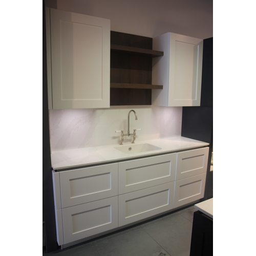 4 - WHITE SHAKER STYLE FITTED KITCHEN DISPLAY WITH SINGLE SINK AND MIXER TAPS, BOSCH DISHWASHER, BASE UN... 