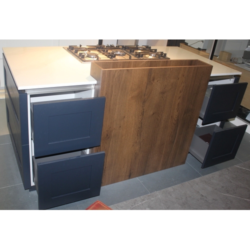 5 - CENTRAL ISLAND DISPLAY WITH BOSCH GAS HOB (200CM X103CM), PLUS TALL CUPBOARDS TO MATCH WITH DRAWER B... 