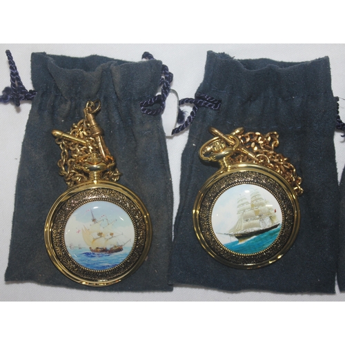 56 - 4 SHIP PATTERN POCKET WATCHES