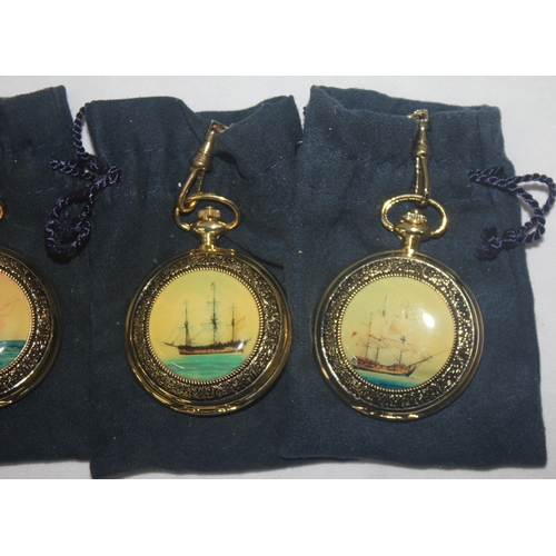 58 - 4 SHIP PATTERN POCKET WATCHES