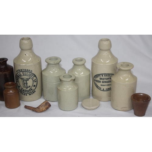 86 - LARGE EARTHENWARE BOWL AND VARIOUS EARTHENWARE BOTTLES