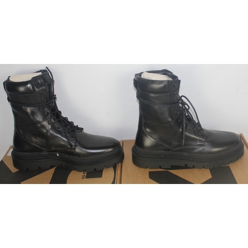 199 - 2 PAIR KURT GEIGER BLACK LEATHER BOOTS SIZES 44 AND 45