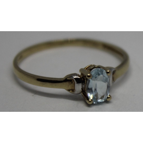 229 - 9CT GOLD AQUAMARINE RING SIZE P (1G)