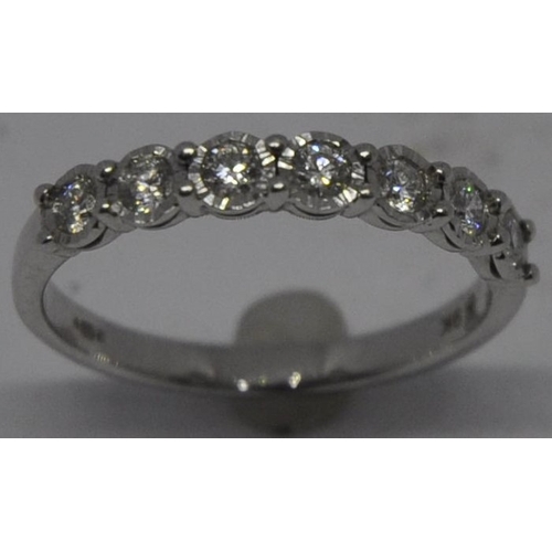 233 - HALLMARKED 9CT WHITE GOLD DIAMOND SET RING - SIZE P (2.4G)