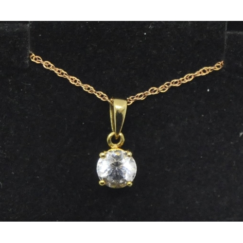 266 - 10CT GOLD LIGHT GAUGE CHAIN AND 10CT GOLD AND GEMS TV MORGANITE PENDANT (TOTAL WEIGHT 0.8G) - NO VIS... 