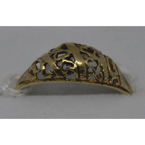 277 - 14CT 585 GOLD 'HEART' MOTIF RING SIZE R (1.2G)