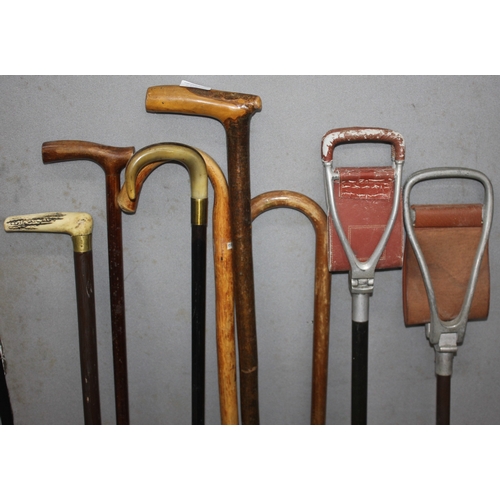 86 - 2 SHOOTING STICKS AND VARIOUS WALKING STICKS