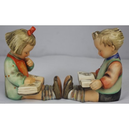 91 - PAIR GOEBEL FIGURINES - BOY AND GIRL READING BOOKS