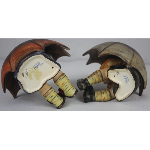 93 - PAIR GOEBEL FIGURINES - BOY AND GIRL UNDER UMBRELLAS