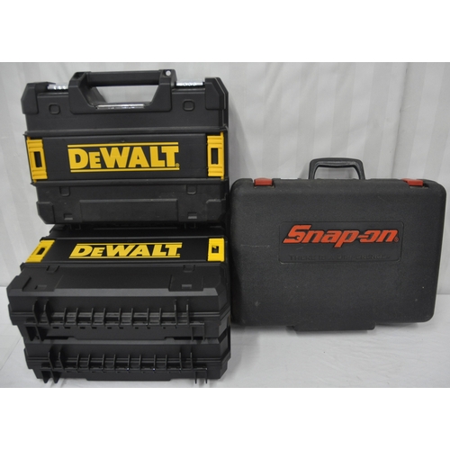 174 - 3 DEWALT TOOL BOXES AND 1 SNAPON TOOL BOX