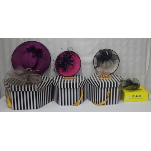 175 - 4 NEW BEVERLEY EDMONDSON HATS AND 2 FASCINATORS