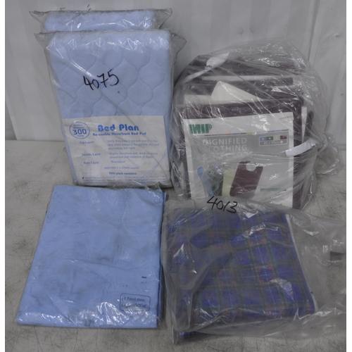 96 - NEW TOWELS, CLOTHING PROTECTORS, DISPOSABLE SKULL CAPS, DISPOSABLE APRONS AND VESTS, ABSORBENT UNDER... 