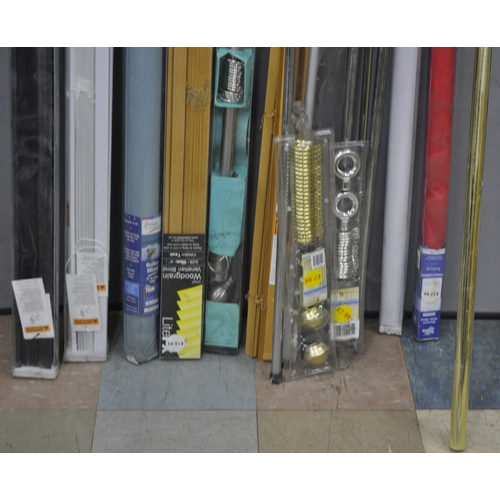 104 - VARIOUS CURTAIN POLES AND WINDOW BLINDS