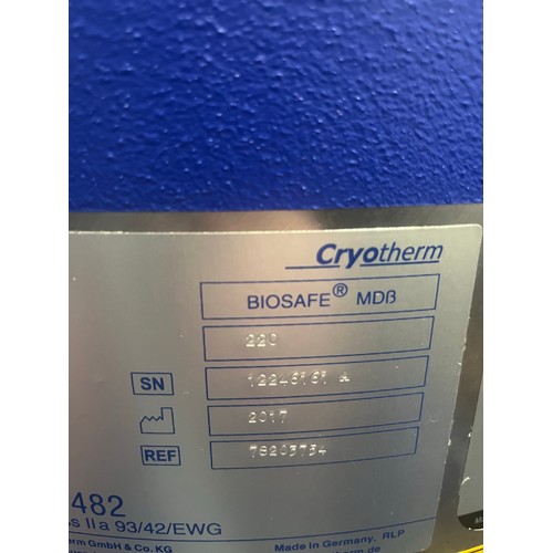 106 - 2 x CRYOTHERM BIOSAFE MD 200 CRYOGENIC CHAMBERS WITH CONTROLS MANUFACTURED DATES 2017 AND 2015