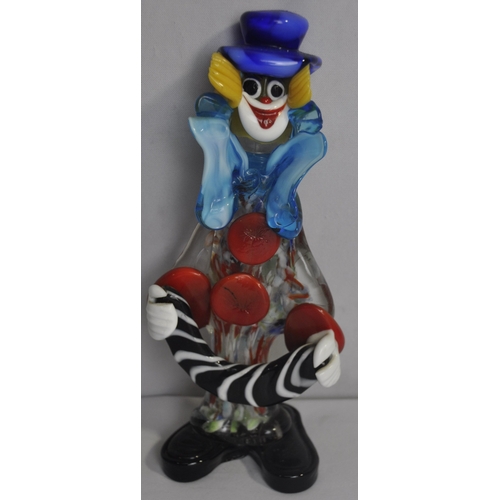 5 COLOURED GLASS CLOWNS