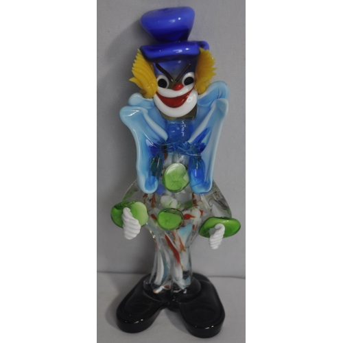 5 COLOURED GLASS CLOWNS