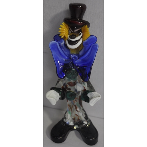 5 COLOURED GLASS CLOWNS