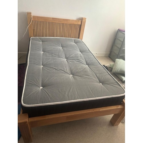 4 - LIGHT OAK DOUBLE BED FRAME - NO MATTRESS