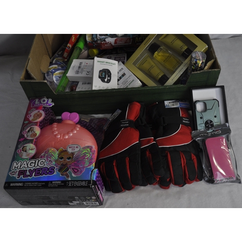 7 - 2 BOXES NEW STOCK INCLUDING LOL SURPRISE MAGIC FLYER, CHRISTMAS ORNAMENTS, GLOVES, ETC