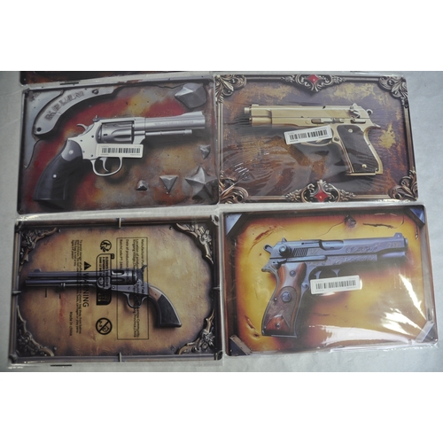 27 - 8 TIN 3D PICTURES OF HANDGUNS