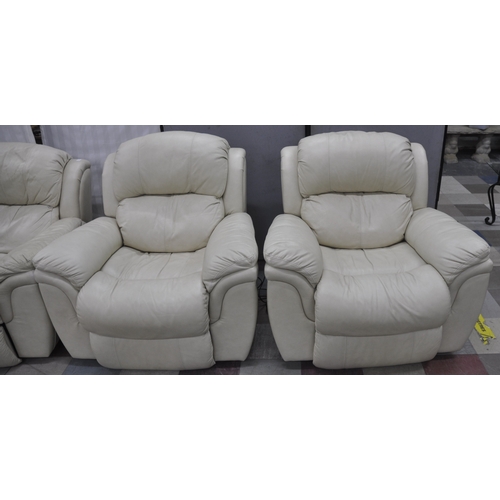 72 - CREAM ELECTRIC RECLINER SOFA AND 4 RECLINER CHAIRS