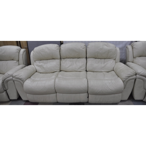 72 - CREAM ELECTRIC RECLINER SOFA AND 4 RECLINER CHAIRS