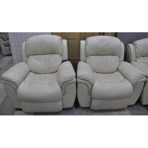 72 - CREAM ELECTRIC RECLINER SOFA AND 4 RECLINER CHAIRS