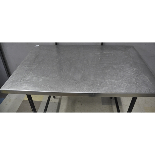 108 - 4FT METAL BASE TABLE WITH STAINLESS STEEL TOP